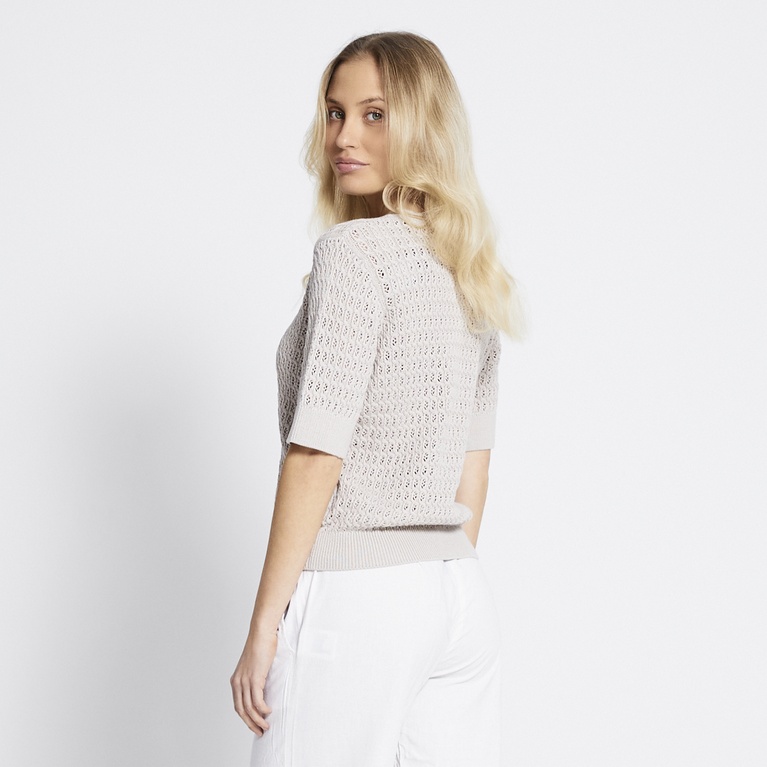 Crochet knit tee "Viola" Light Beige